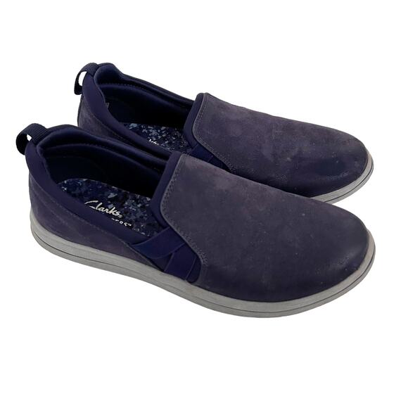 Clarks Cloudsteppers Navy Blue Slip On Shoes Sz 7 - Picture 8 of 9